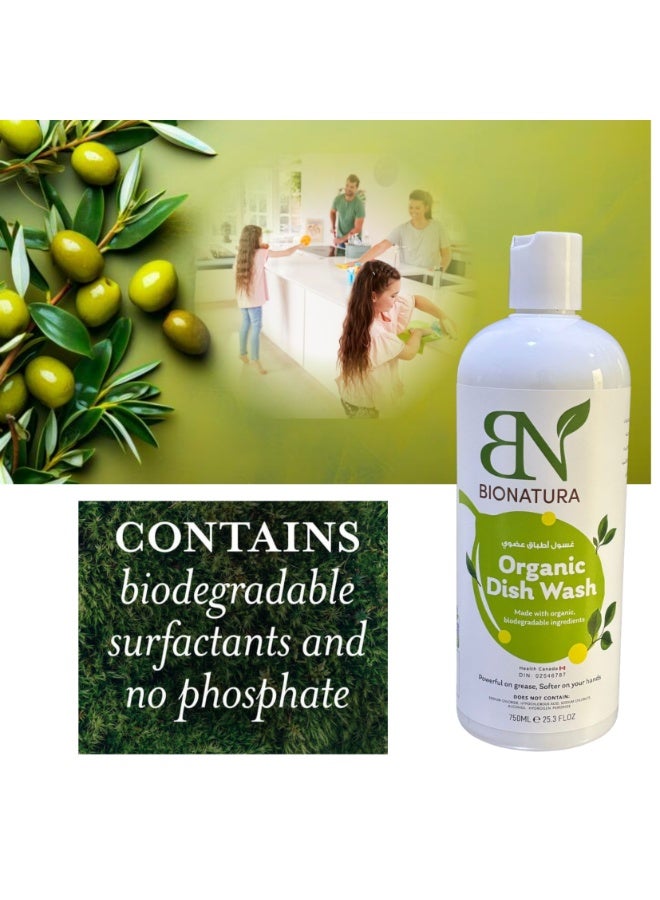 Bionatura Organic Dish Soap 750ml – Natural Plant-Based Dishwashing Liquid, Tough on Grease, Gentle on Hands, Non-Toxic, Eco-Friendly, Biodegradable Formula - Image 2